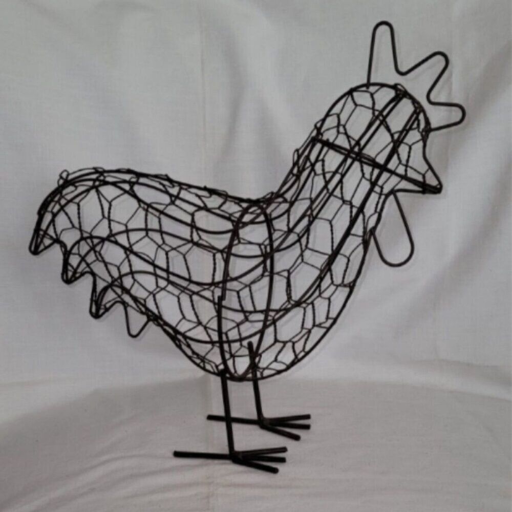 Chicken Wire Standing Chicken Rustic Farmhouse Decor Brown Wire Look- 11" Tall